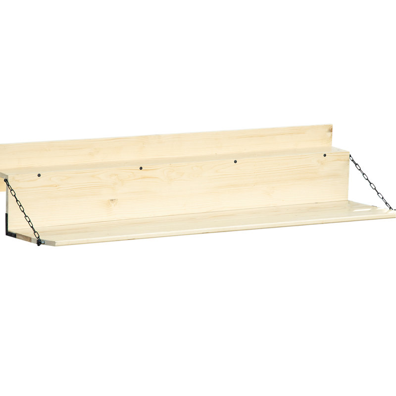 Table de bureau pliable pour balustrade pour balcon, bois d'épinette, espace d'activités extérieures, aspect naturel, l 59 po x H 12,5 po, barre de charge de 66 lb, couleur, poids
