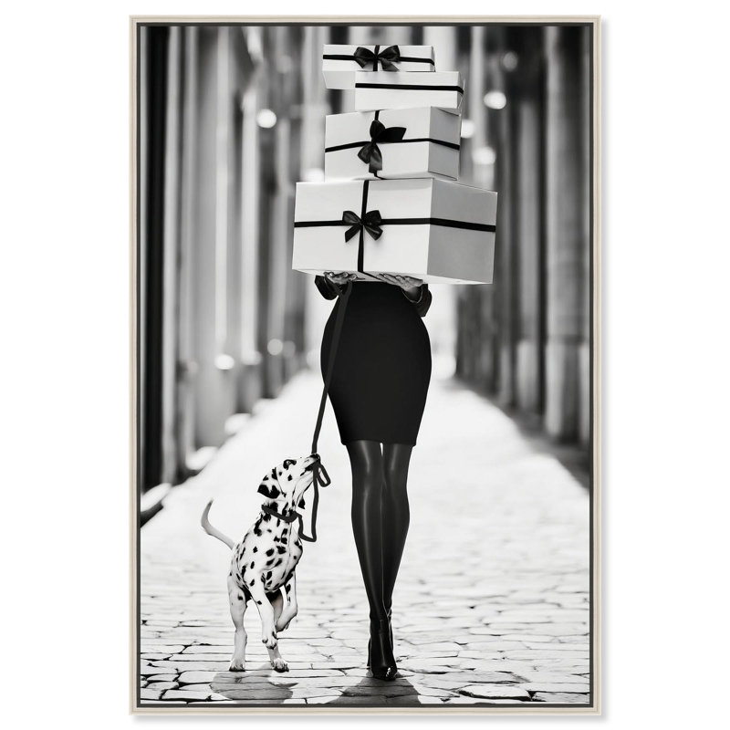 «City Dalmatian» par Art Remedy, Noir, H 16 po x l 11 po, Cadre flottant