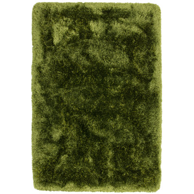 Plush Deep Pile Shaggy Green Rug