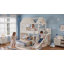 Lit superposé simple au-dessus d'une chambre double avec échelle, glissade, rangement et garde-robe AVELOR, lit pour enfant peu encombrant-129527423