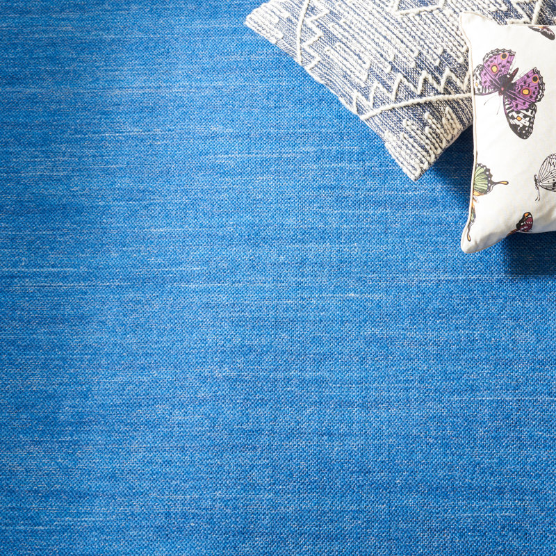 Blue Flatweave Handmade Wool Area Rug, 5' x 8'