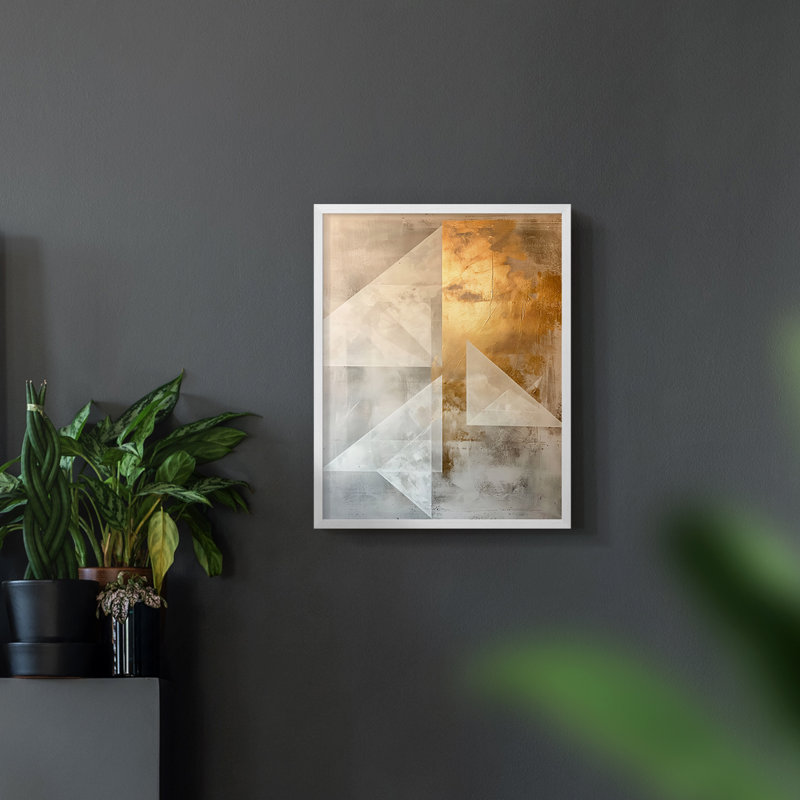 Série ABSTRACT CIX - reproduction encadrée de qualité supérieure - prête à être accrochée - aucun clou requis, Blanc