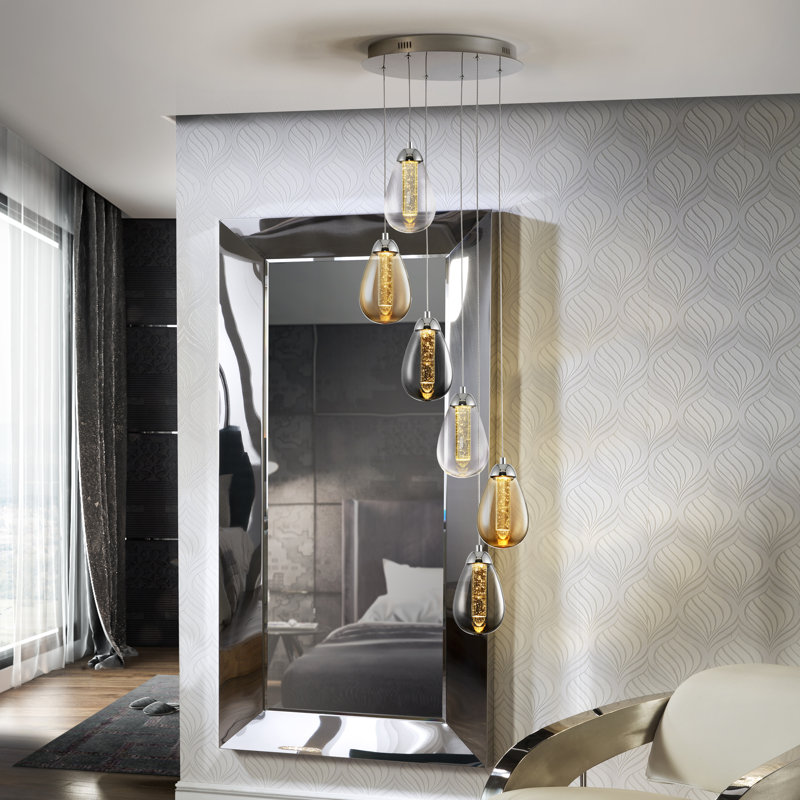 Nazario 6 - Light Chrome LED Cluster Pendant, Bronze, Clear/Amber/Smoked