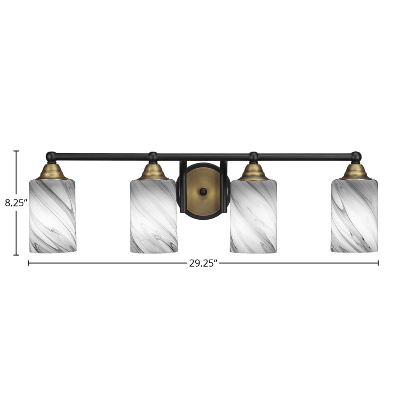 Barre d'éclairage de salle de bain 4 lumières Michell, Noir mat / or brossé