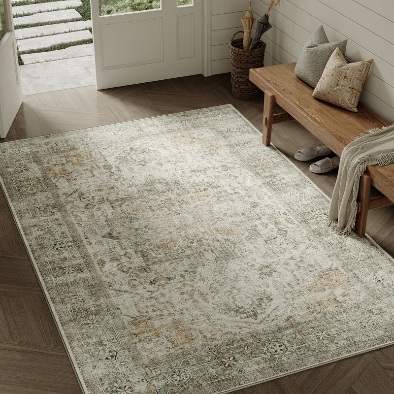 Elaine Machine Washable Area Rugs For Living Room With Non-Slip Backing, Rectangle 3' x 5'