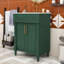 Meuble-lavabo simple contemporain en bois avec lavabo demi-lune en céramique et rangement réglable-312836621