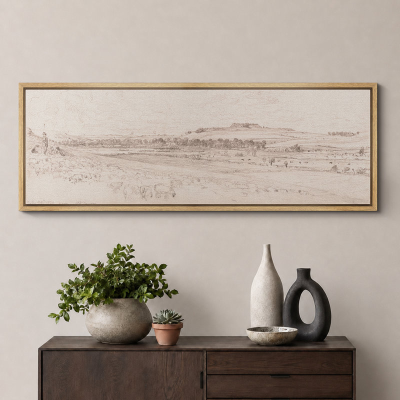 "Rurale rustique" de style rétro, reproduction sur toile encadrée, H 20 po x l 60 po, Naturel