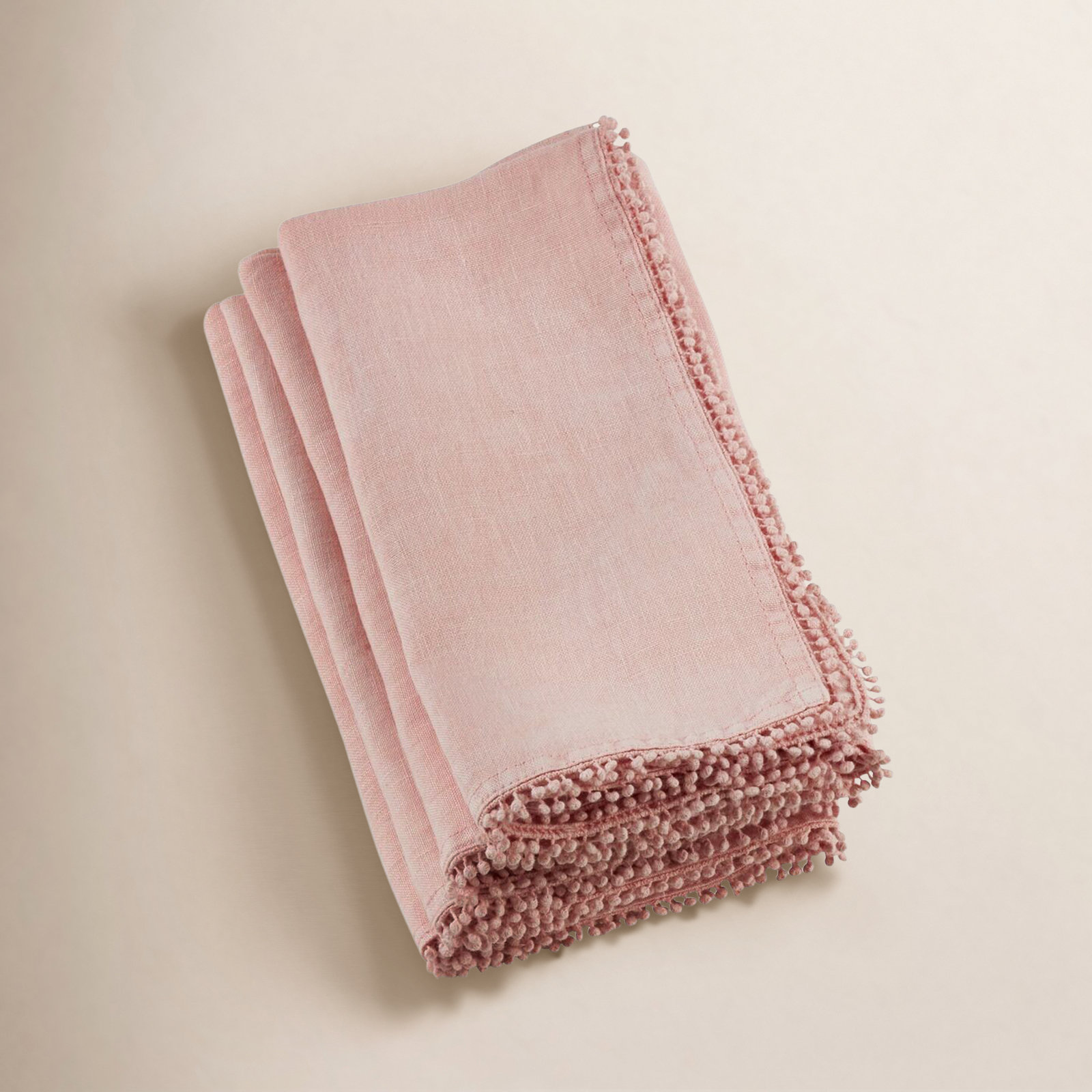 Trezza Reversible Linen Napkin, Rose