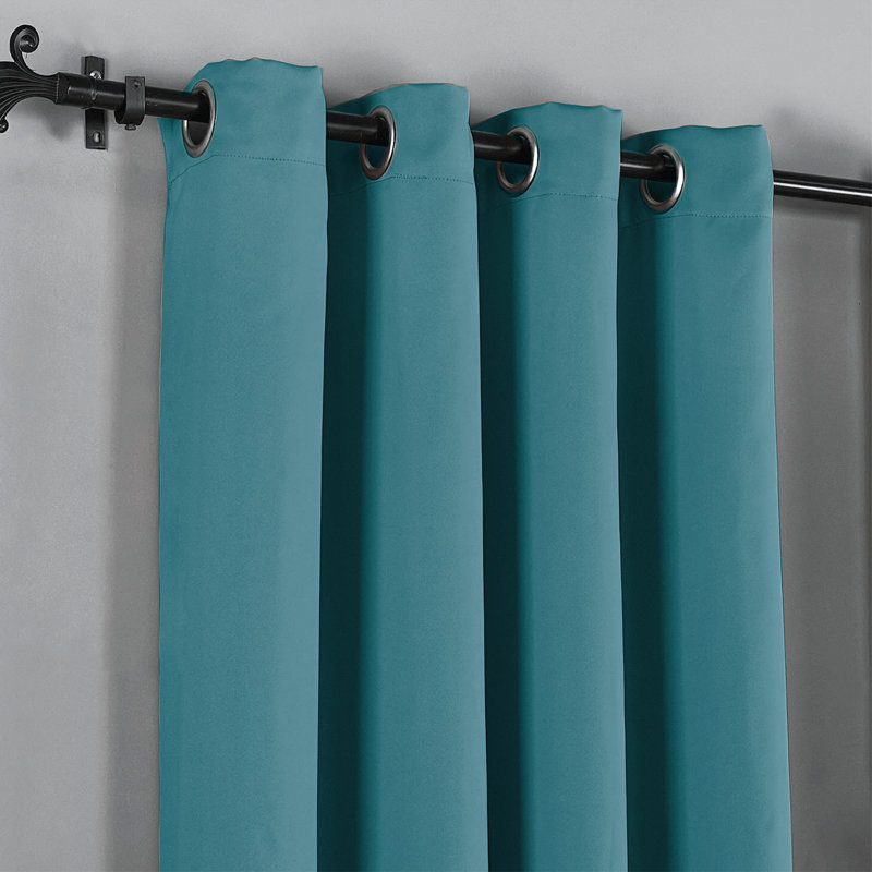 Frasco Blackout Curtain Pair, Teal, 228.6cm Width x 137.16cm Drop