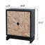  Armoire sculptée à double porte géométrique 3D, buffet de rangement moderne noir et bois naturel