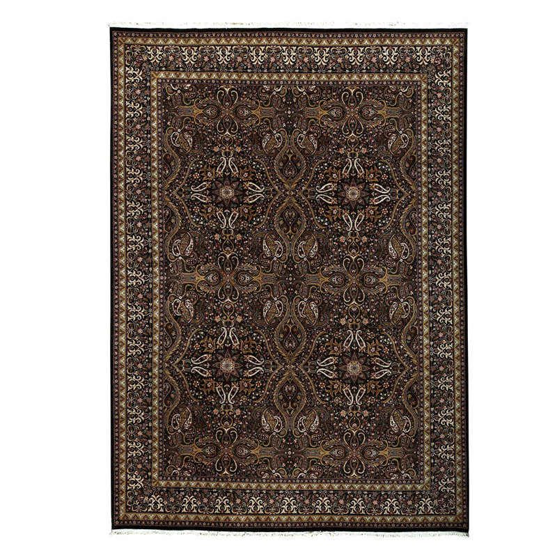 Wool Oriental Area Rug in Dark Green