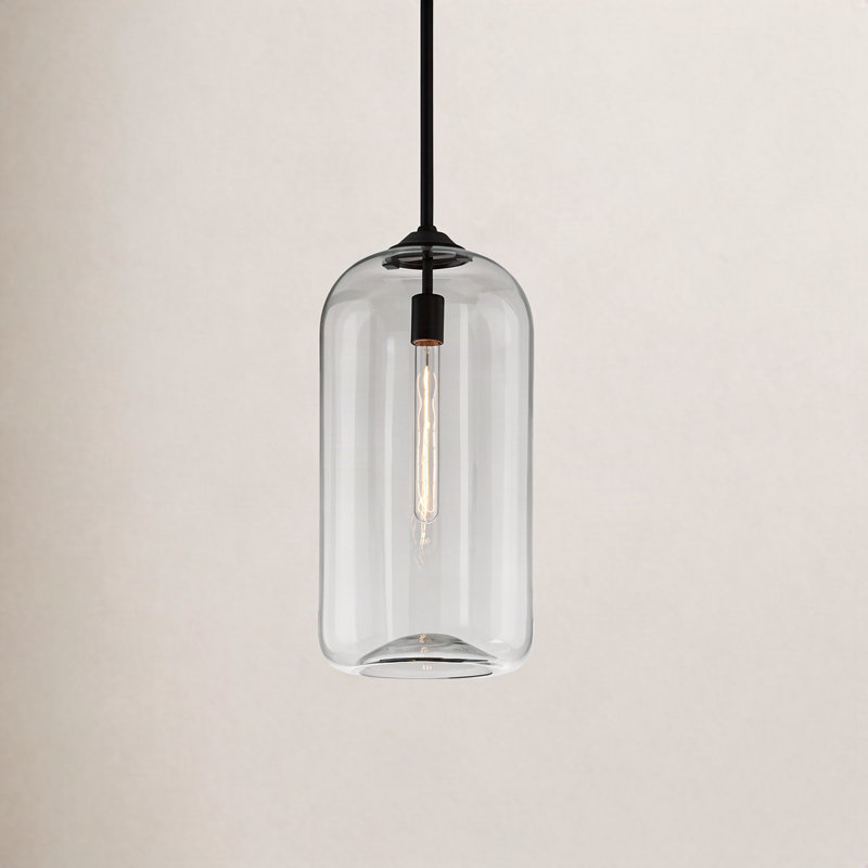 Luminaire suspendu 1 lumière District, Transparent, H 15,75 po x l 8 po x P 8 po