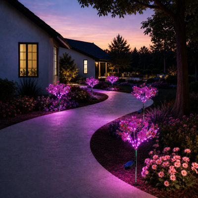 Solar Garden Lights Outdoor Phalaenopsis LED Flower Stake Lights Waterproof Garden Decor for Yard and Pathway