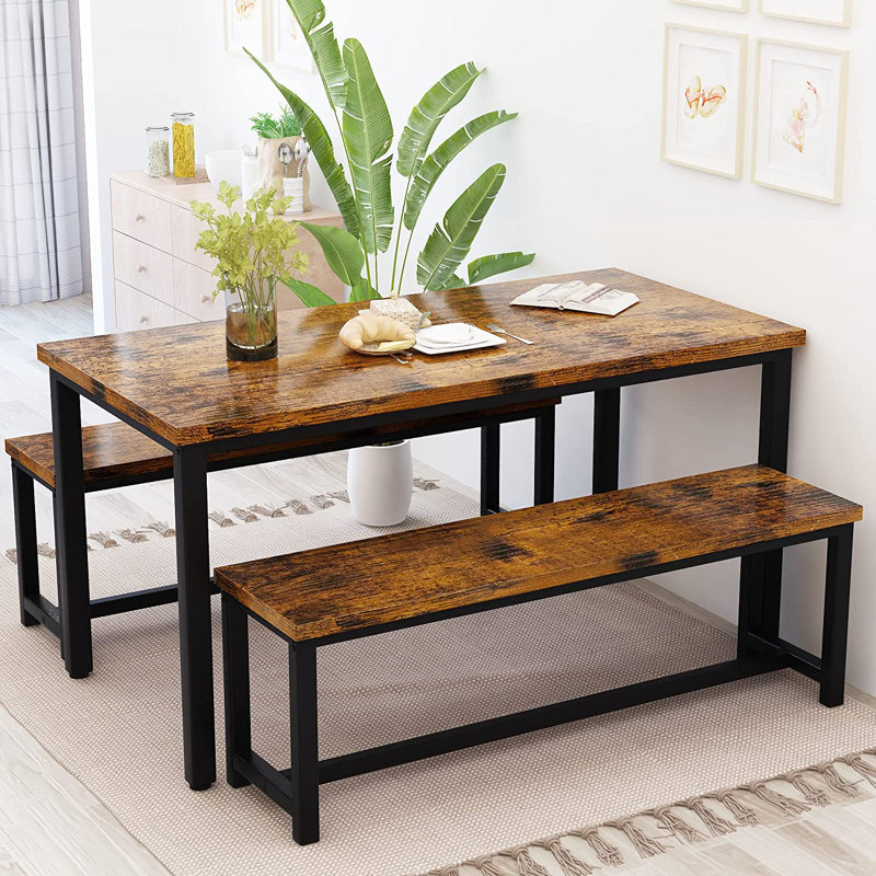 Theoline 2 - Person Four Leg Dining Set, Antique Brown