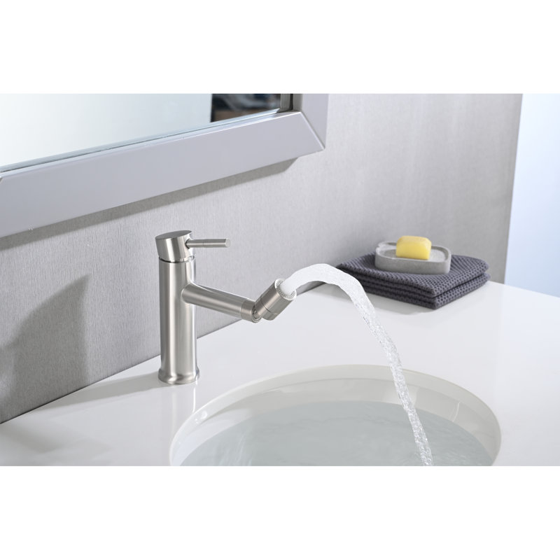 Bathroom Sink Faucet , 2 Mode Function Choice, 360 Rotating Aerator, Stainless Steel Nickel For Bathroom, Fine, Silver