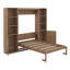Grand lit escamotable avec tablettes et armoires de rangement, lit escamotable mural en bois avec rangement pour le salon