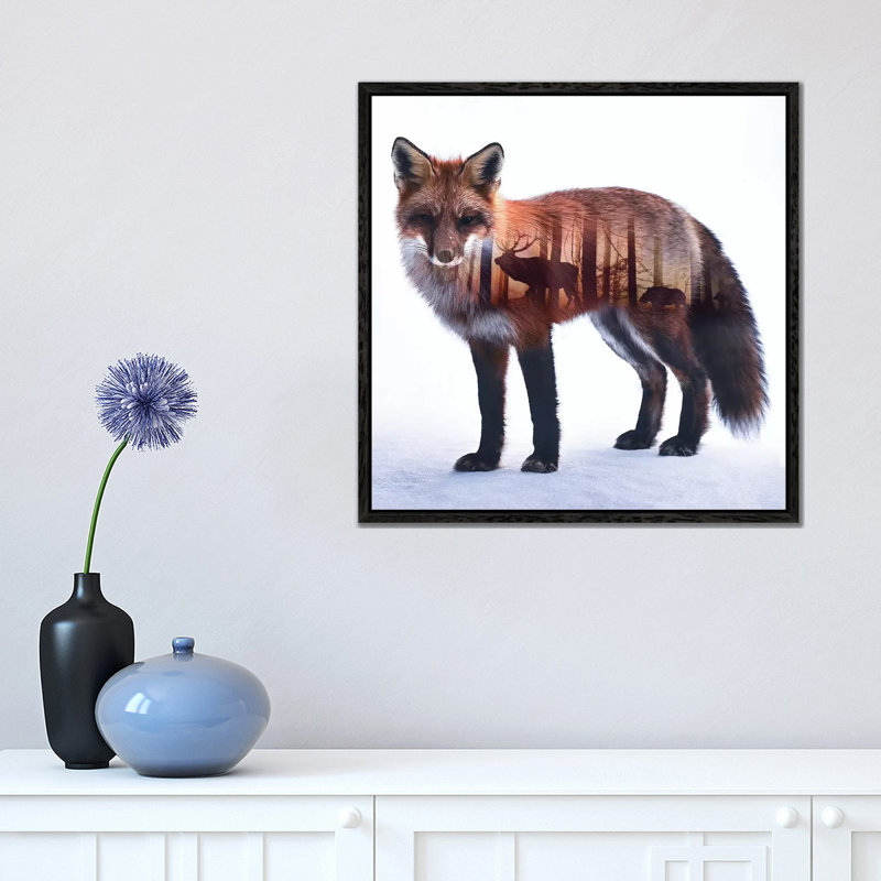 Fox I by Paul Haag - Print on Canvas, Black Framed, 45.72 cm H x 45.72 cm W