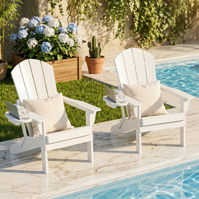  Chaise Adirondack pliante Cheryce en PEHD avec porte-gobelet