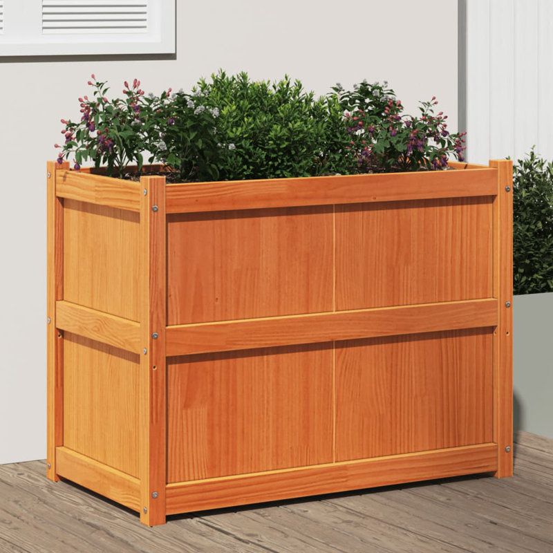 Wooden Kogut Flower Box, 1, 27.56" H x 35.43" W x 19.69" D, Natural Orange