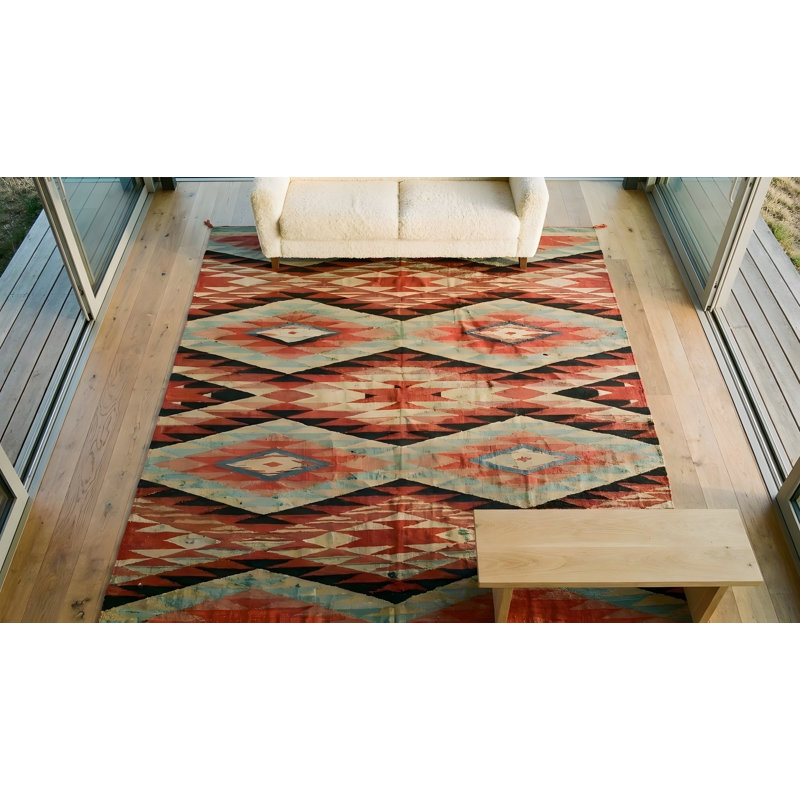 Antique Navajo American Geometric Multicolor 1890s Rug