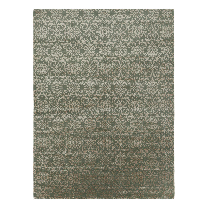 Rug & Kilim’S European Rug In Green With Arabesque Patterns In Beige-Brown Tones