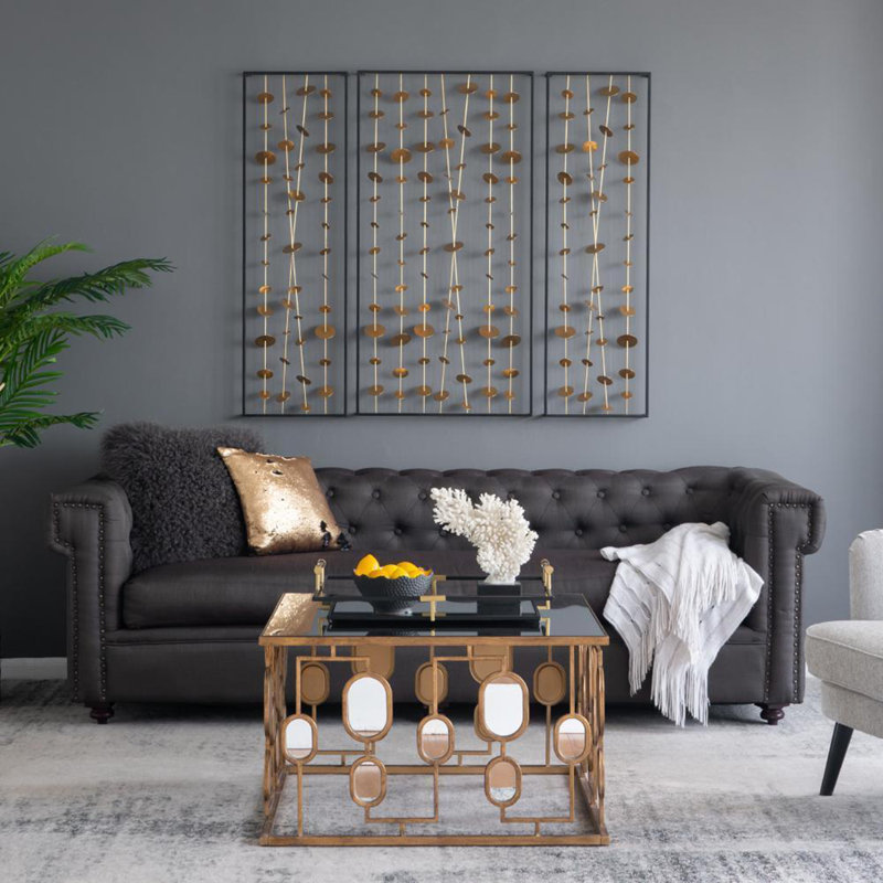 Ensemble de 3 décorations murales en métal avec cadre noir, décoration murale pour le salon, l'entrée du bureau
