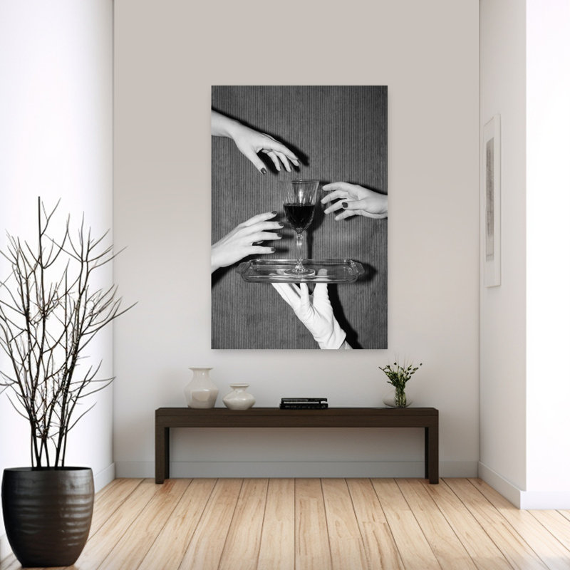 «The Wine Is Served», art mural rétro, H 60 po x l 40 po