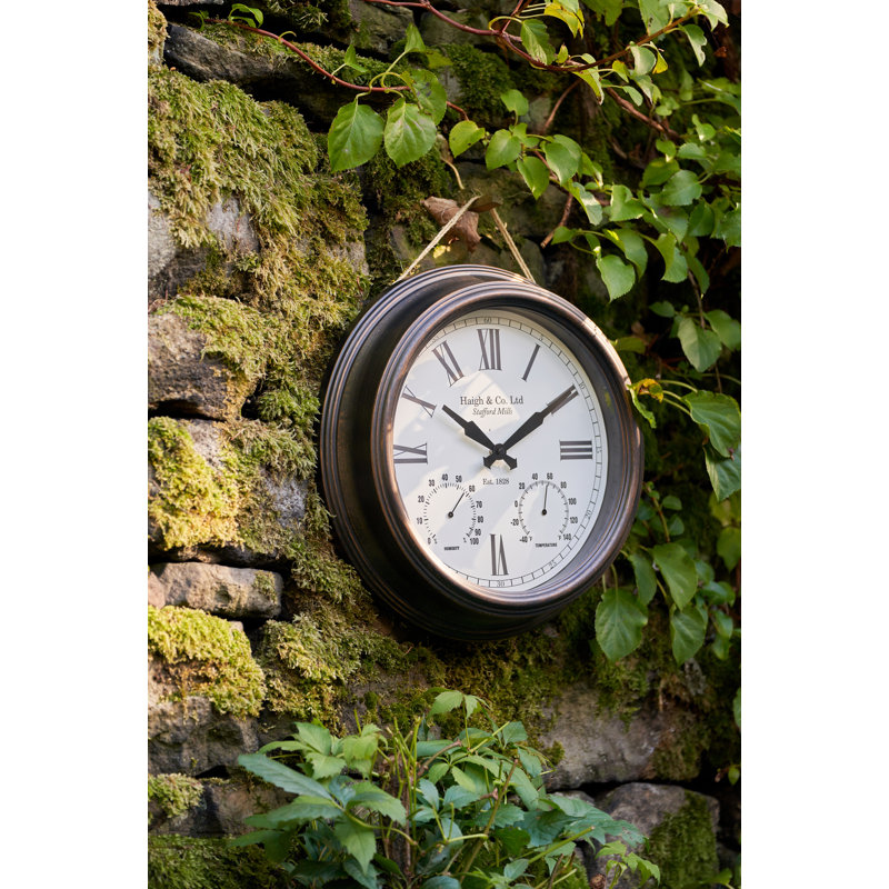 Metal Wall Clock, White/Bronze