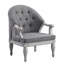 Chaise rembourrée en tissu gris et blanc antique