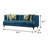 90.4" W Transitional Sofa, Dark Teal/Apple Green
