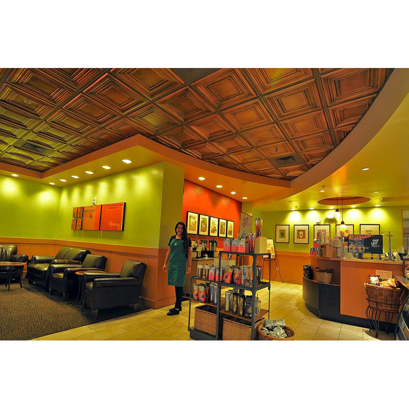 Washington Square 2' x 2' Aged Copper PVC Ceiling Tile Set