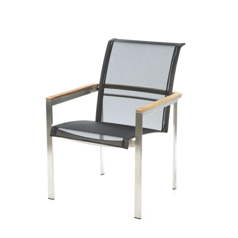 Tivoli Stacking Teak Patio Dining Arm Chair, Black, No