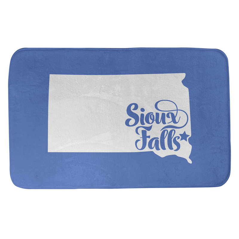 Tapis rectangulaire antidérapant pour salle de bain, L 17 po x L 21 po, Bleu, Sioux Falls, Dakota du Sud