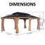 12 pi. X 20 pi Pavillon de jardin en cèdre avec toit rigide en métal double