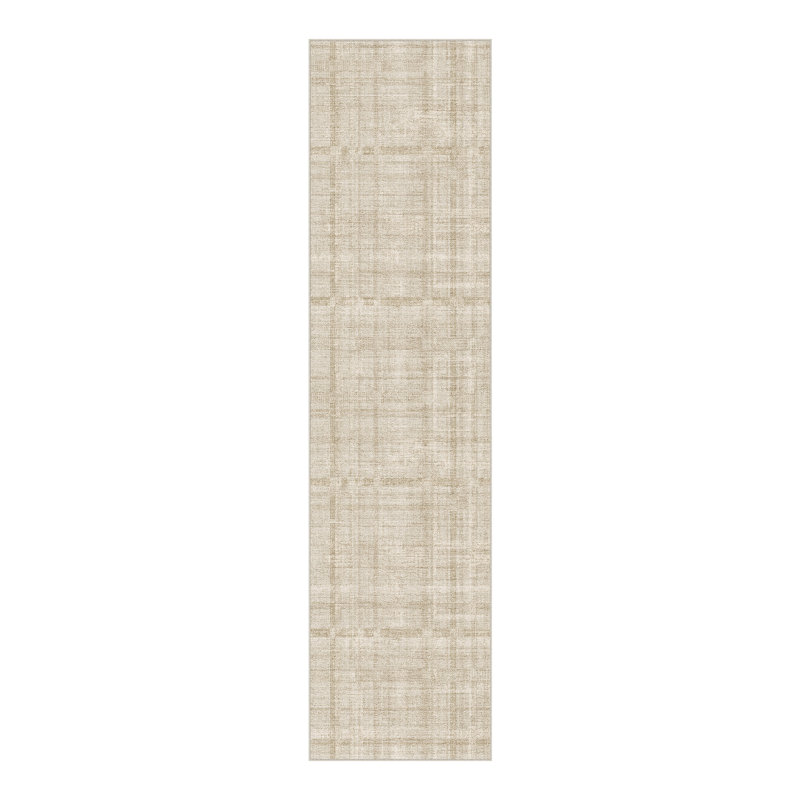 Tapis texturé CozyGrid, Beige, Rectangle 2 pi x 8 pi