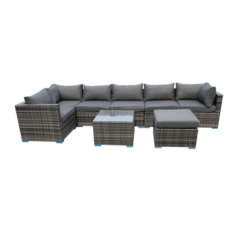 Askim 7 Seater Rattan Sofa Set, Grey