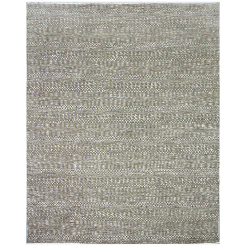 Tapis gris / ivoire noué à la main de haute qualité, Rectangle 9 pi x 12 pi