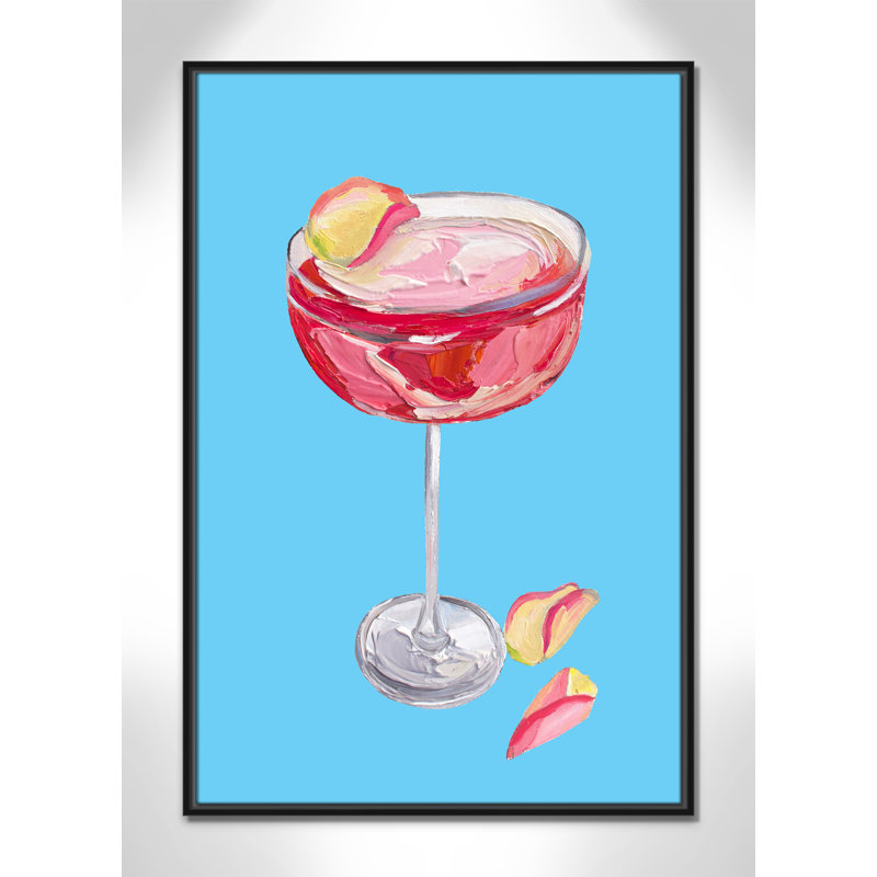 Impression de cocktail Straker - Sparkling Rose Gin par Straker, Cadre flottant noir, H 37,5 po x l 25,5 po