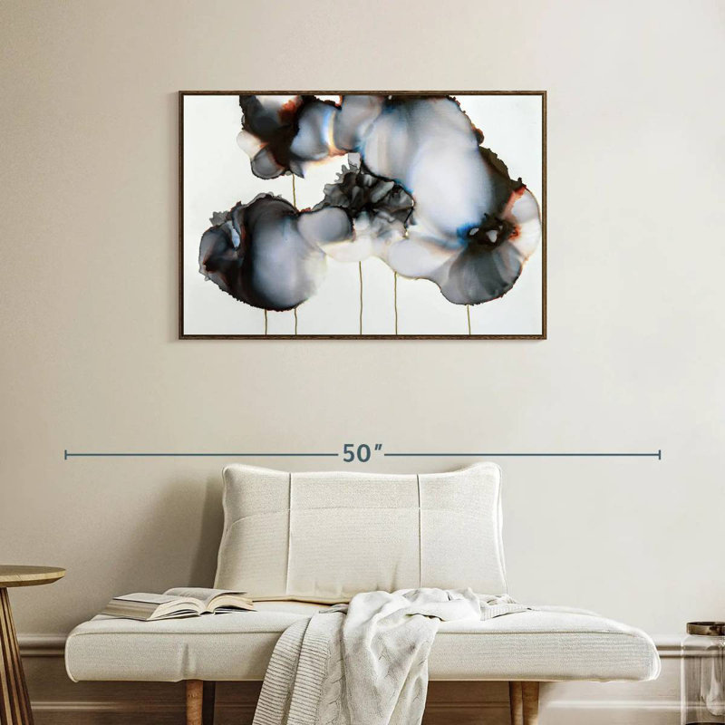 Sonnet noir I, 37 po x 25 po, Cadre flottant noyer