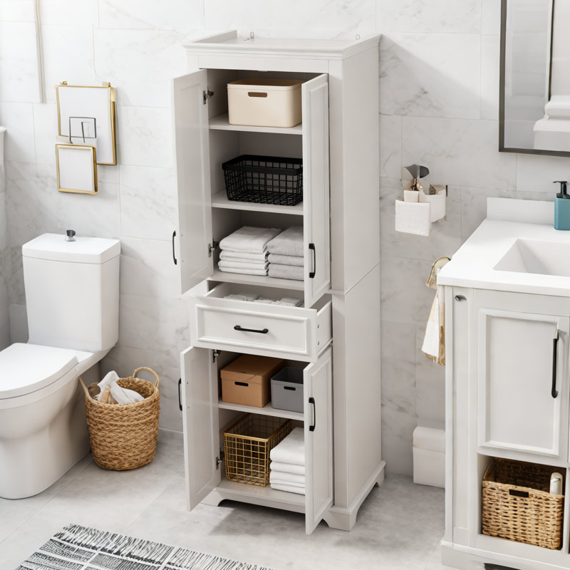 Meuble-lavabo autoportant de 70,8 po facile à assembler avec tablettes réglables