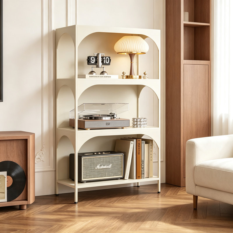 Présentoir de rangement arqué en métal, H 52,36 po x l 27,56 po x P 13,78 po, Crème