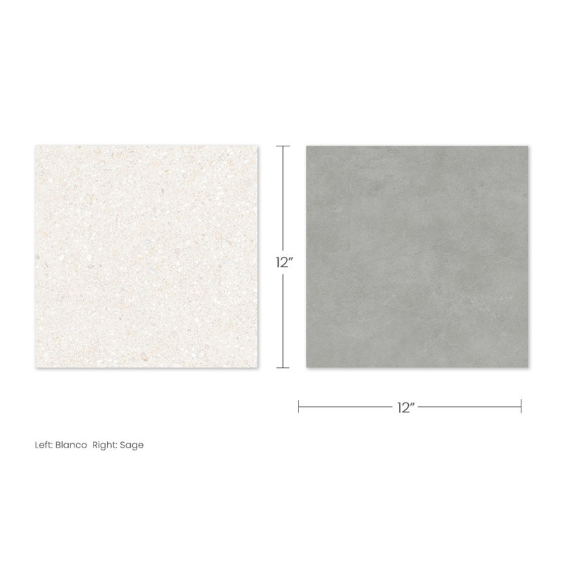 Lithos 12X12 Checkerboard Blanco And Sage, Blanco/Sage