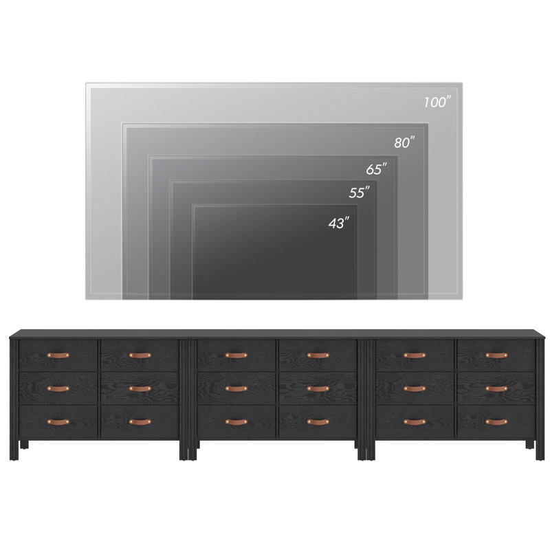 Crédence de rangement l 114,5 po Chariya, Noir