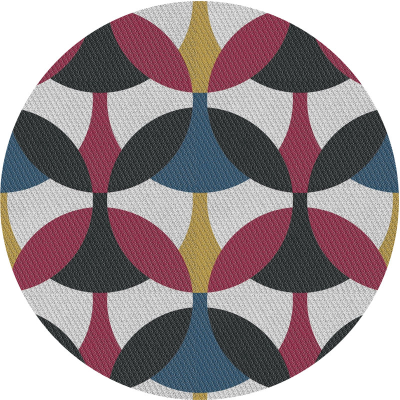 Rose géométrique/bleu/gris Tapis décoratif, Rond 6 pi