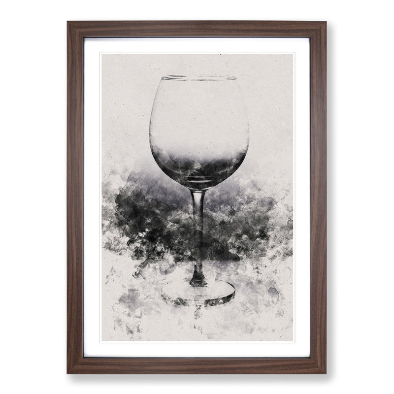 Reflection of the Wine Glass Watercolour - Picture Frame Graphic Art, 36cm H x 27cm W x 2cm D, Walnut Framed