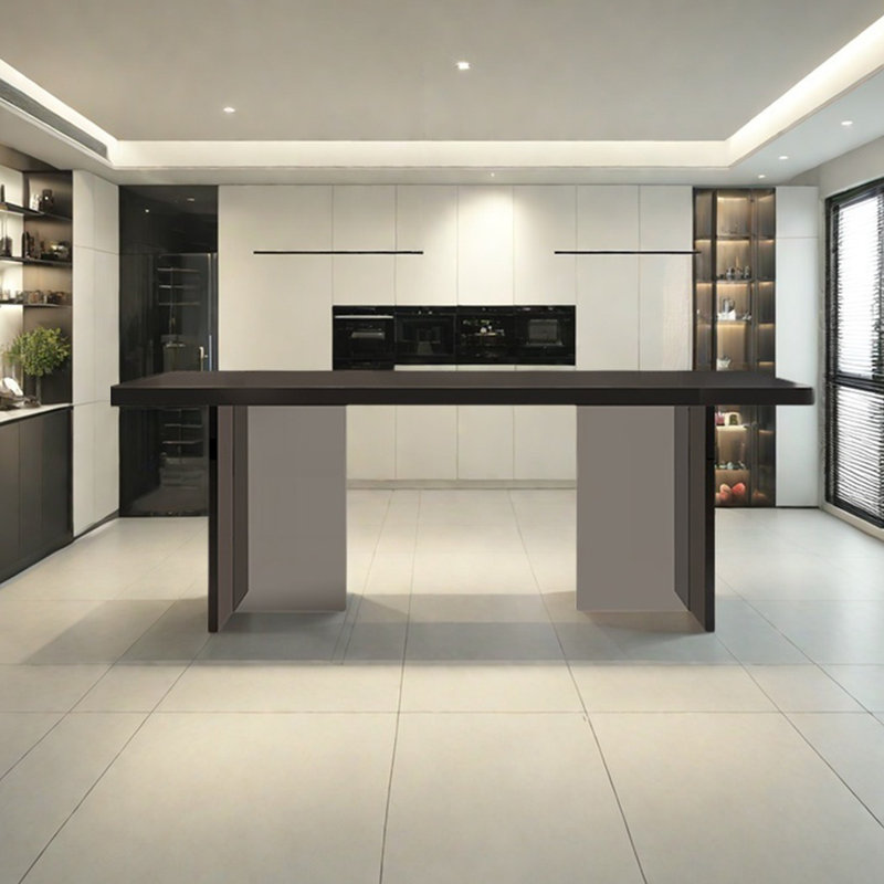 Table de salle à manger noire en ardoise minimaliste, H 29,52 po x L 78,74 po x l 31,49 po