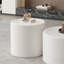Table basse ronde blanche avec plateau en verre trempé, corps en cuir PU et rangement caché pour le salon, table d'appoint moderne-129595422-129595421