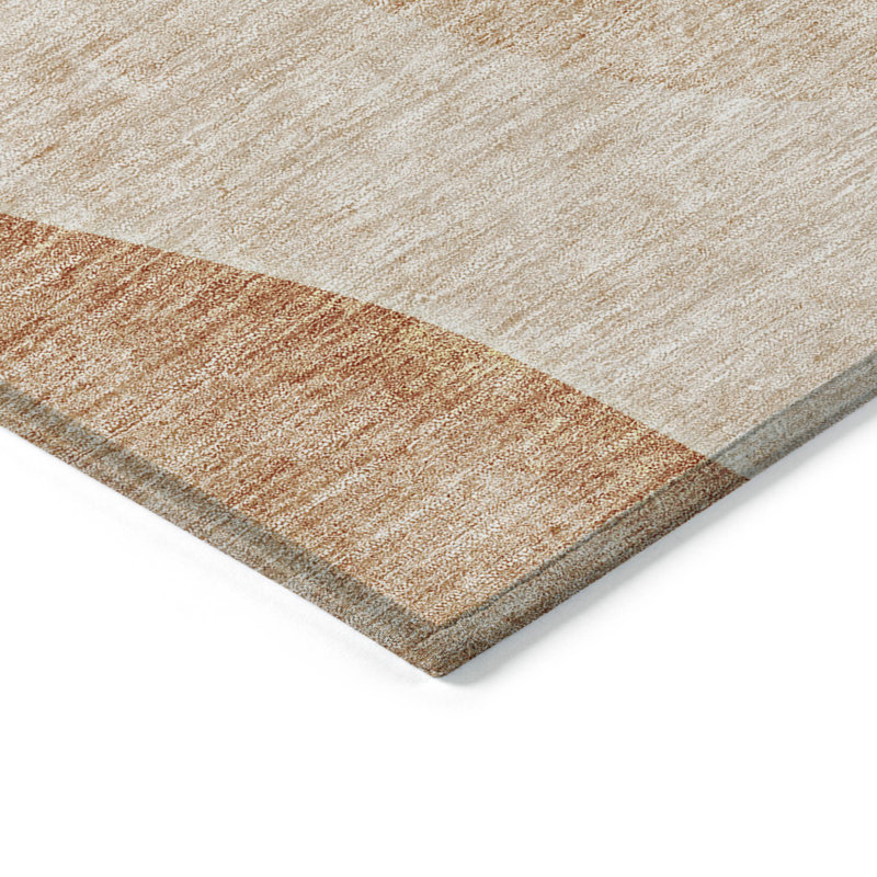 Tapis extérieur lavable abstrait en terre cuite orange et cuivre 3 pi x 5 pi