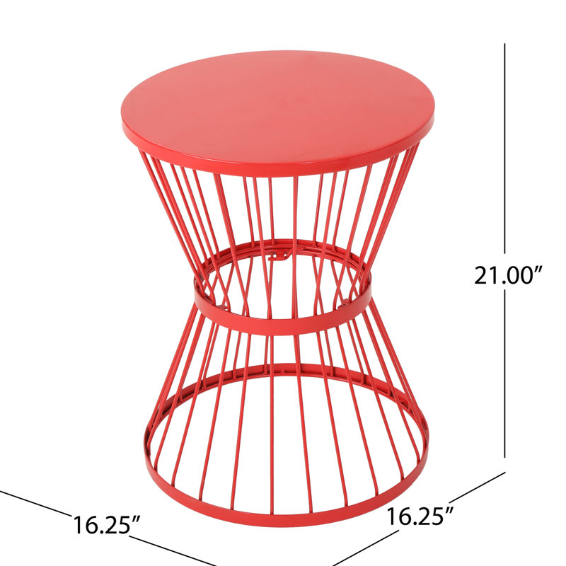 Table d'appoint artistique d'extérieur, Rouge, H 20,82 po x l 15,81 po x P 16,18 po