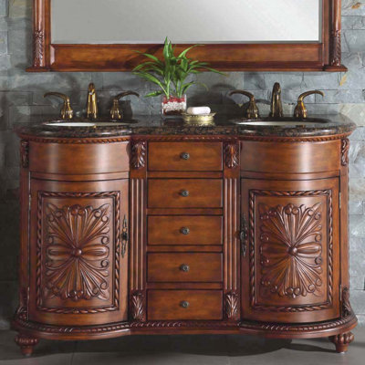 Truet 54'' Double Bathroom Vanity with Granite Top